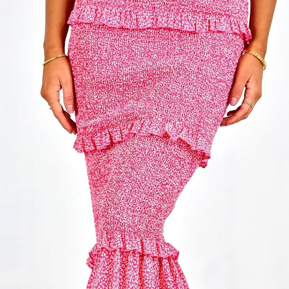 Women Summer Floral Midi Dress Smocked Ruffle Mermaid Casual Party Wear - Picture 5 of 6